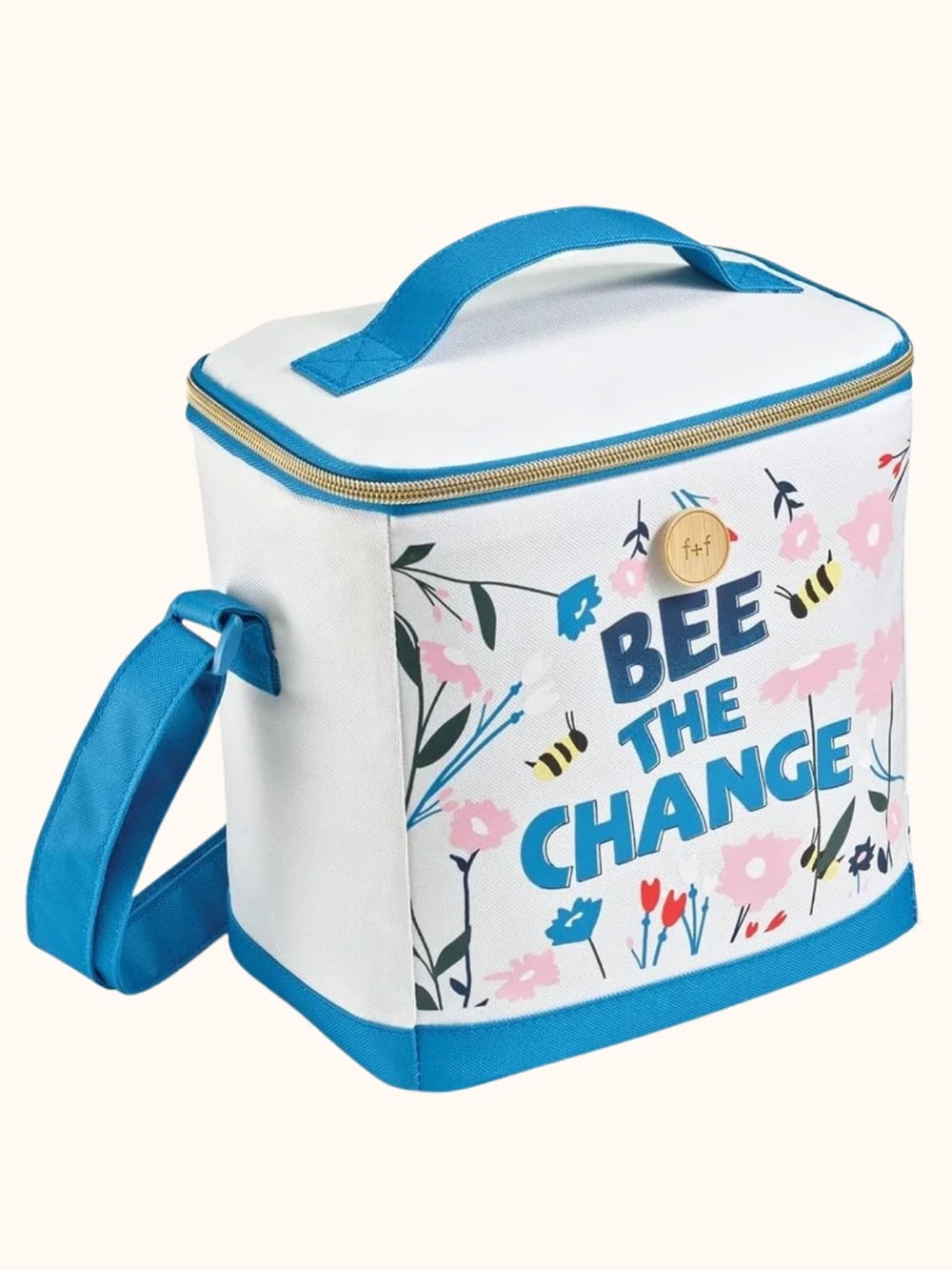 Kids 'Bee The Change' White & Blue Insulated lunch Bag